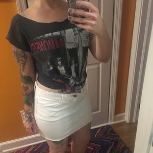 White denim mini skirt